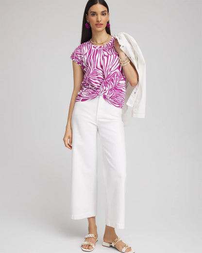 Chico's Jungle Inverted Knot Front Tee