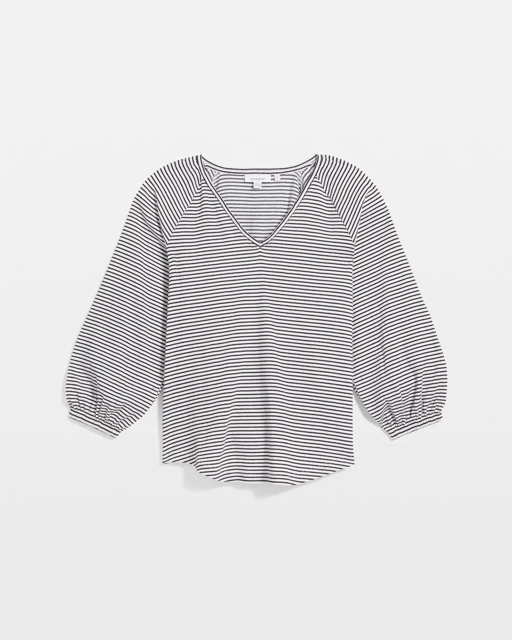 Chico's Striped Crinkled Raglan Top