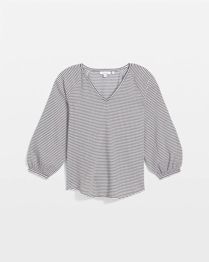 Chico's Striped Crinkled Raglan Top