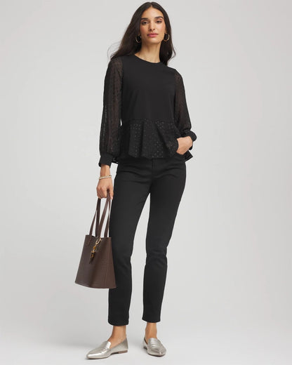 Chico's Clip-Dot Peplum Top