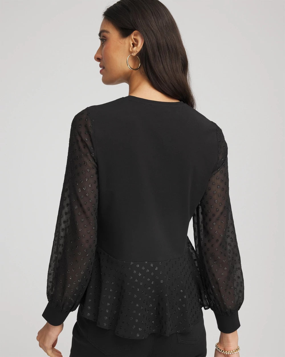 Chico's Clip-Dot Peplum Top