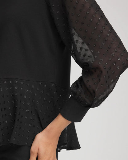 Chico's Clip-Dot Peplum Top