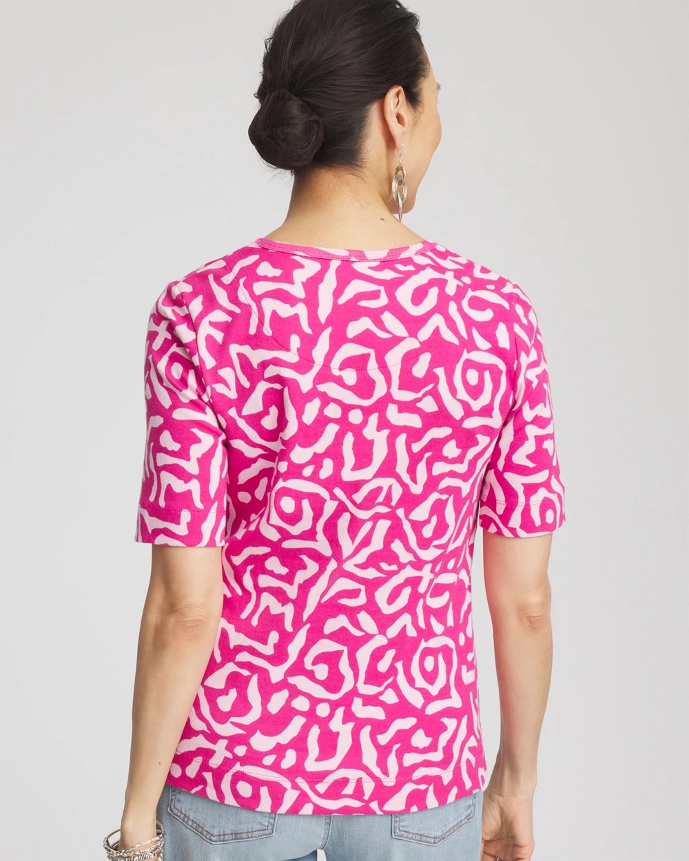 Chico's Animal Print Crewneck Pima Tee