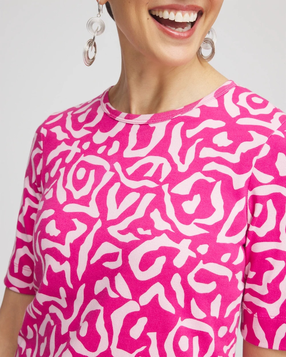 Chico's Animal Print Crewneck Pima Tee