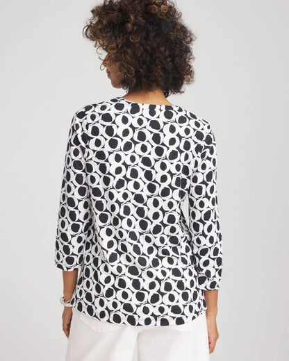 Chico's Printed Cotton Slub Henley Shirt