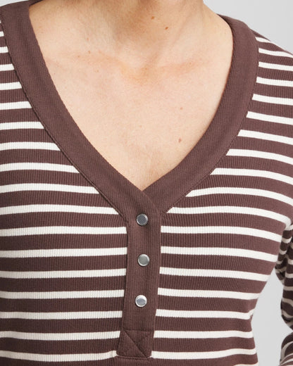 Chico's Zenergy® Ribbed Striped Henley Tee