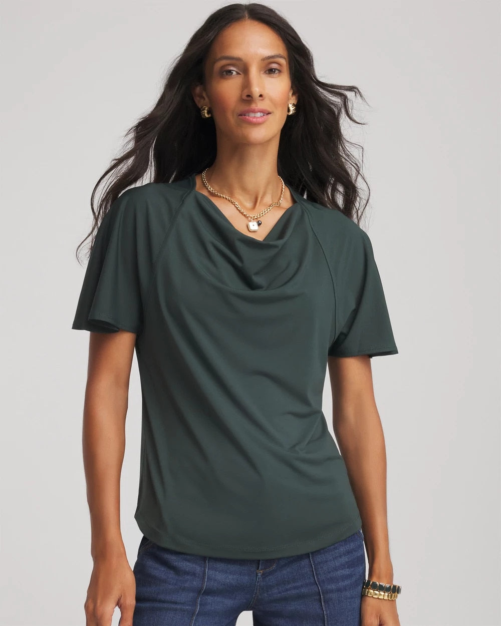 Chico's Jersey Knit Cowlneck Tee