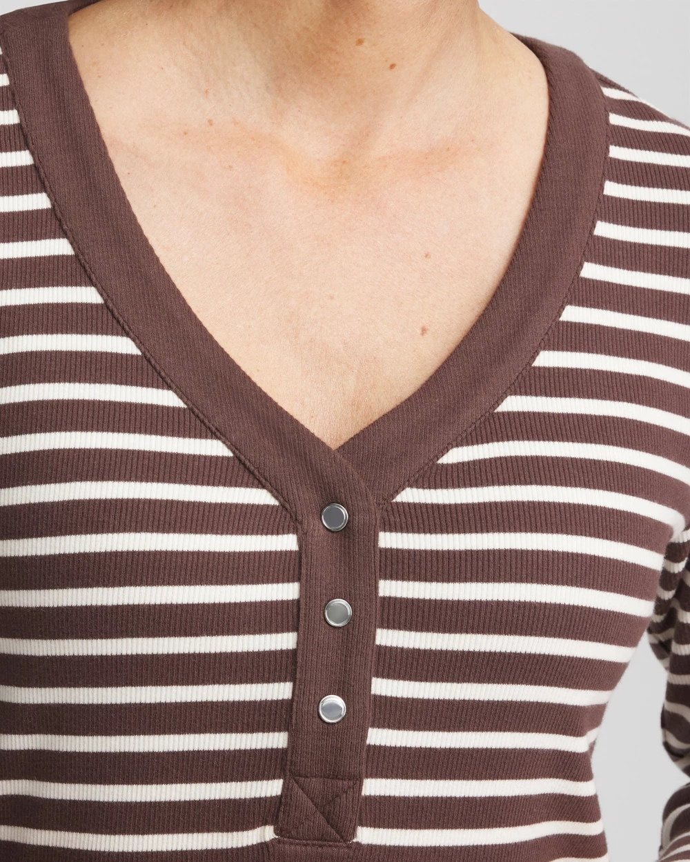 Chico's Zenergy® Ribbed Striped Henley Tee
