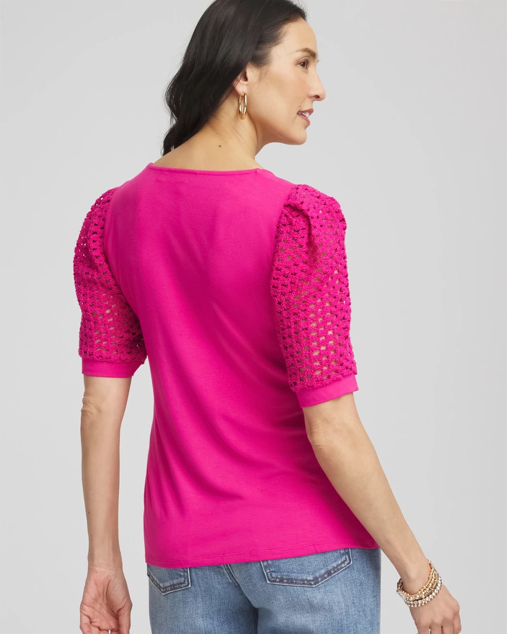 Chico's Touch of Cool™ Crochet Lace Square-Neck Tee