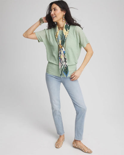 Chico's Jacquard Banded Hem Top