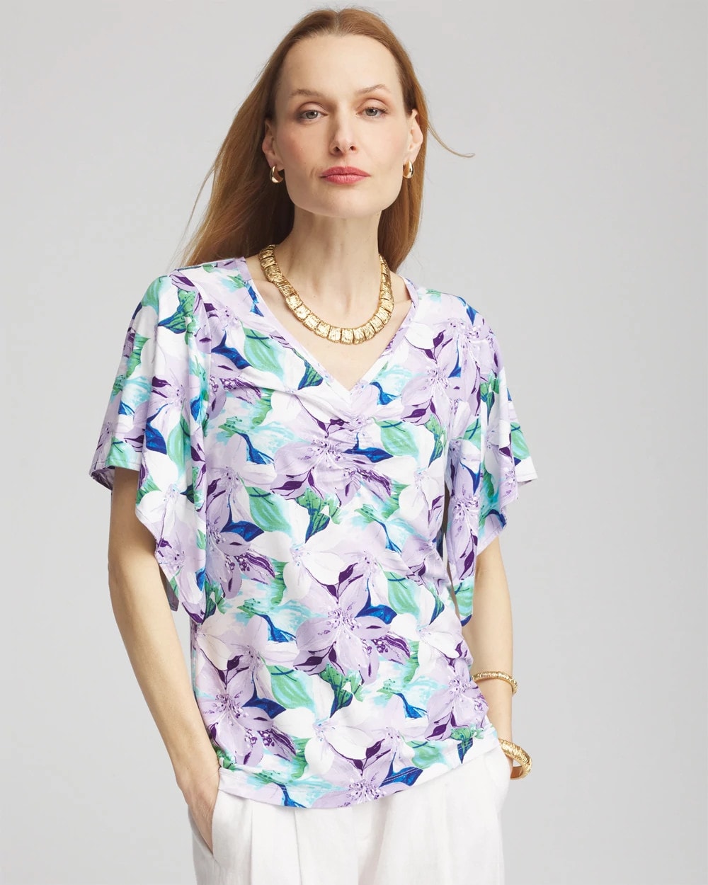 Chico's Touch of Cool™ Lily Handkerchief-Sleeve V-Neck Tee