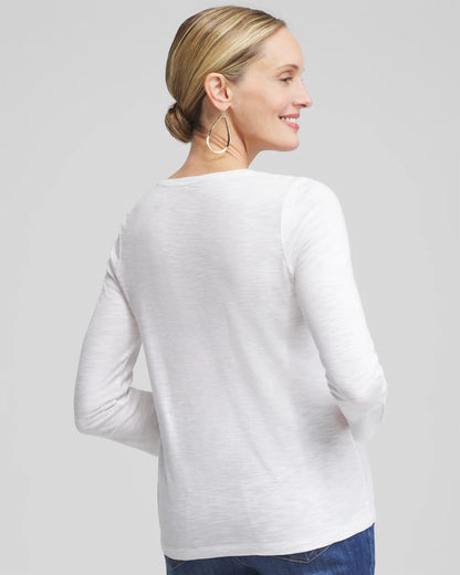 Chico's 3/4 Sleeve Button Tee