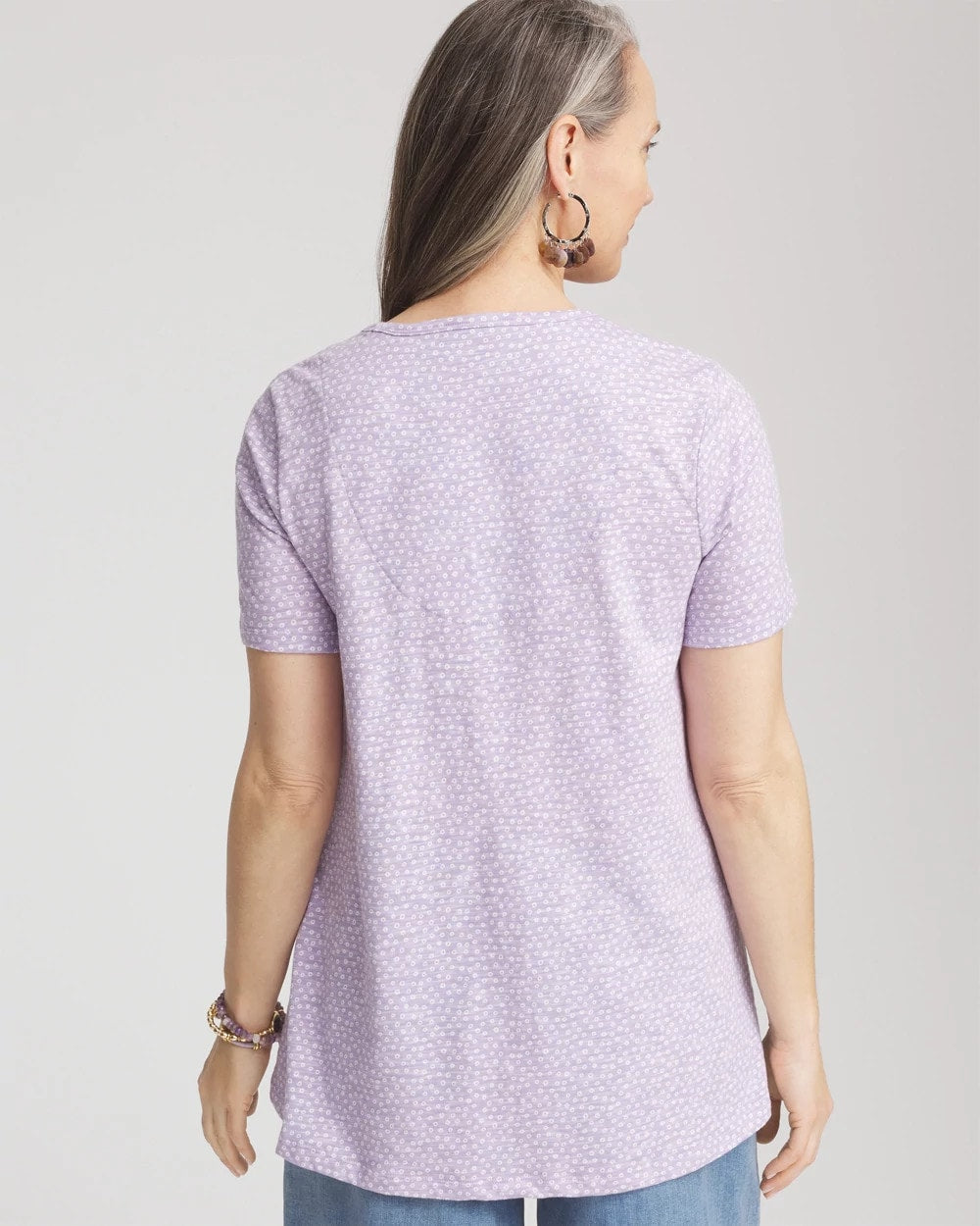Chico's Polka-Dot Short Sleeve Forward Seam Tee