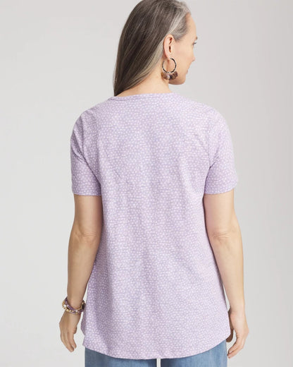 Chico's Polka-Dot Short Sleeve Forward Seam Tee
