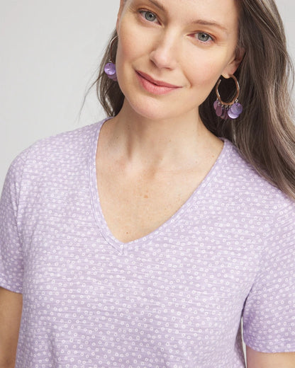 Chico's Polka-Dot Short Sleeve Forward Seam Tee