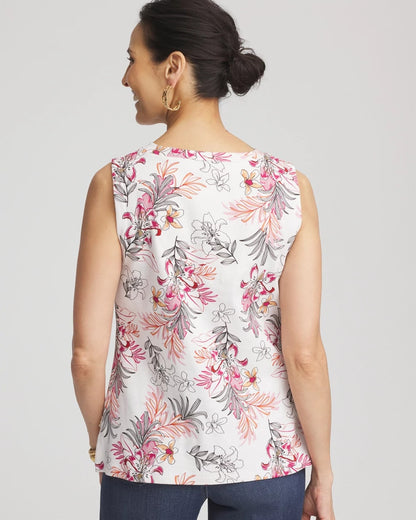 Chico's Floral Sleeveless V-Neck Tank