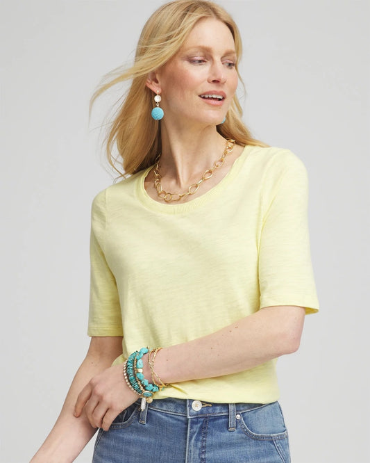 Chico's Slub Elbow-Sleeve Tee