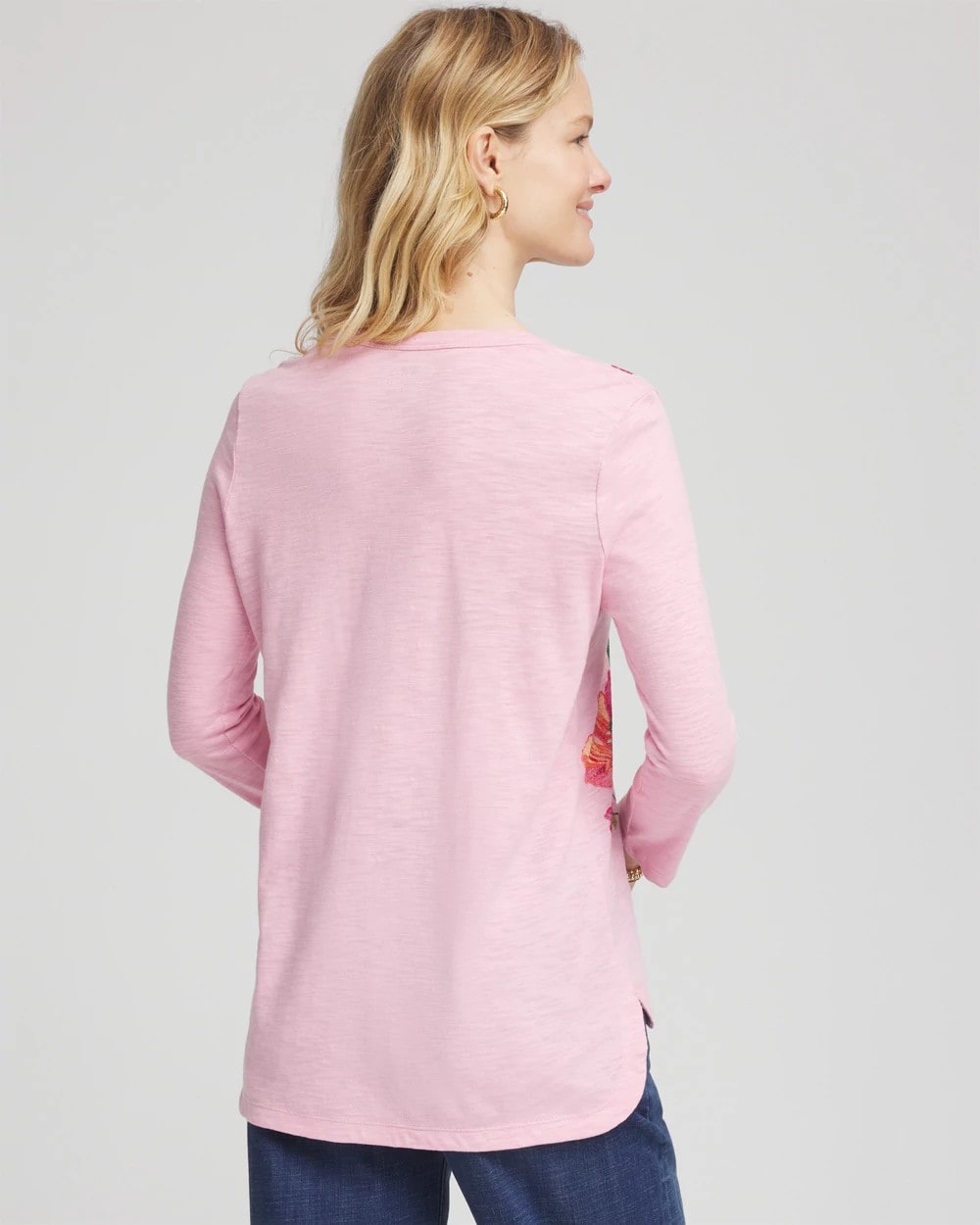 Chico's Floral 3/4 Sleeve Tee