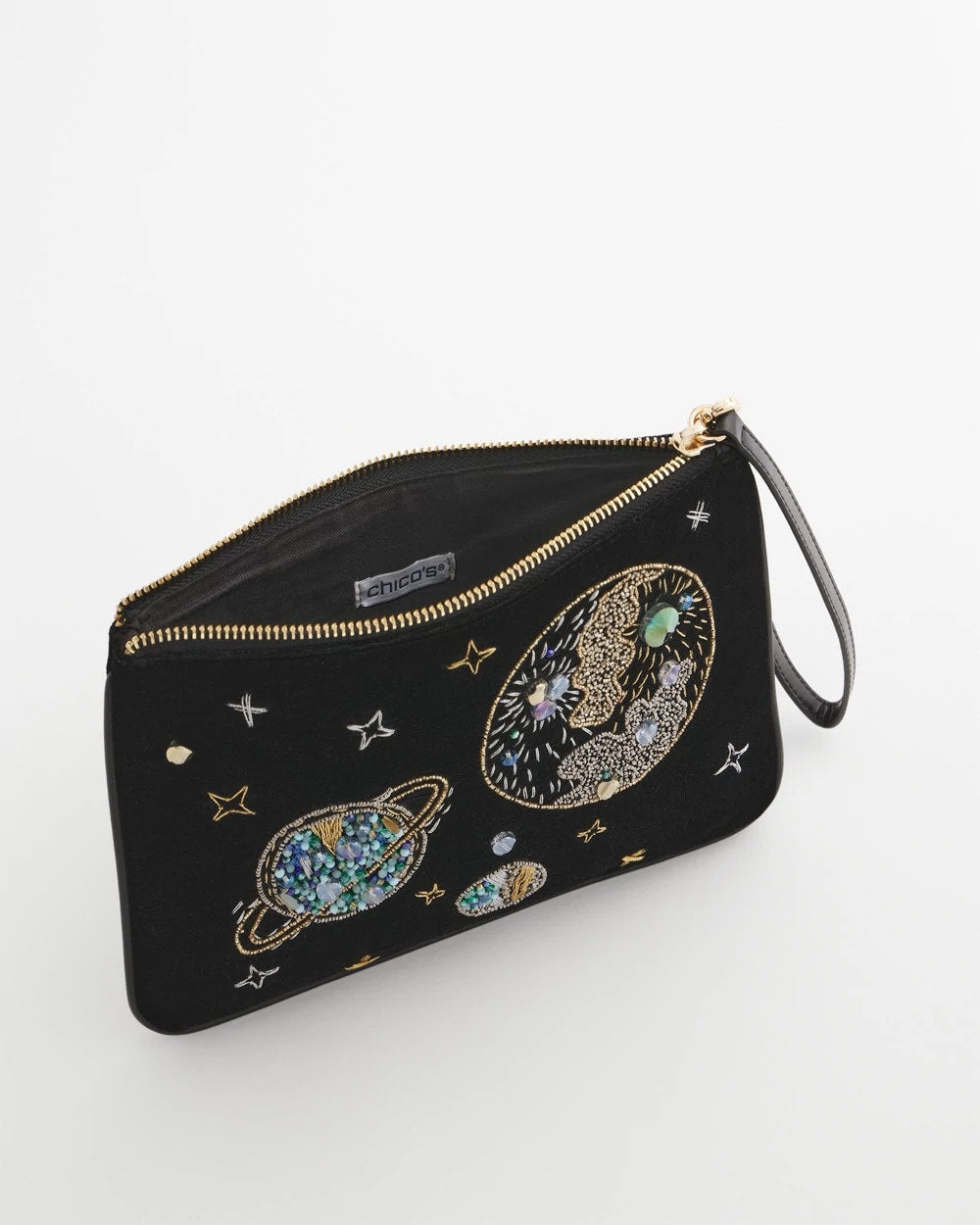 Chico's Planets & Stars Velvet Pouch Wristlet
