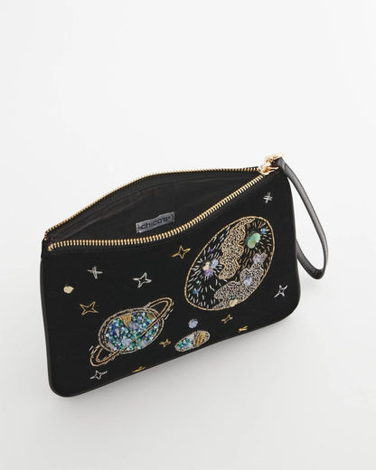 Chico's Planets & Stars Velvet Pouch Wristlet