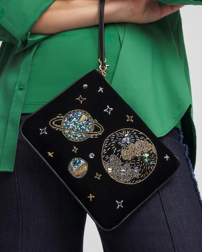 Chico's Planets & Stars Velvet Pouch Wristlet