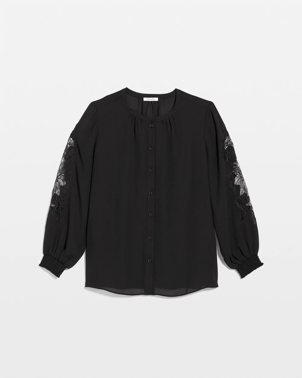 Chico's Crepe Banded Collar Blouse