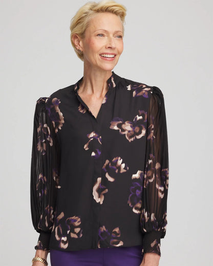 Chico's Fjord Flora Opaque Crepe Blouse