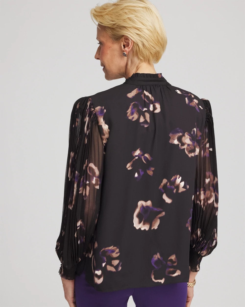 Chico's Fjord Flora Opaque Crepe Blouse