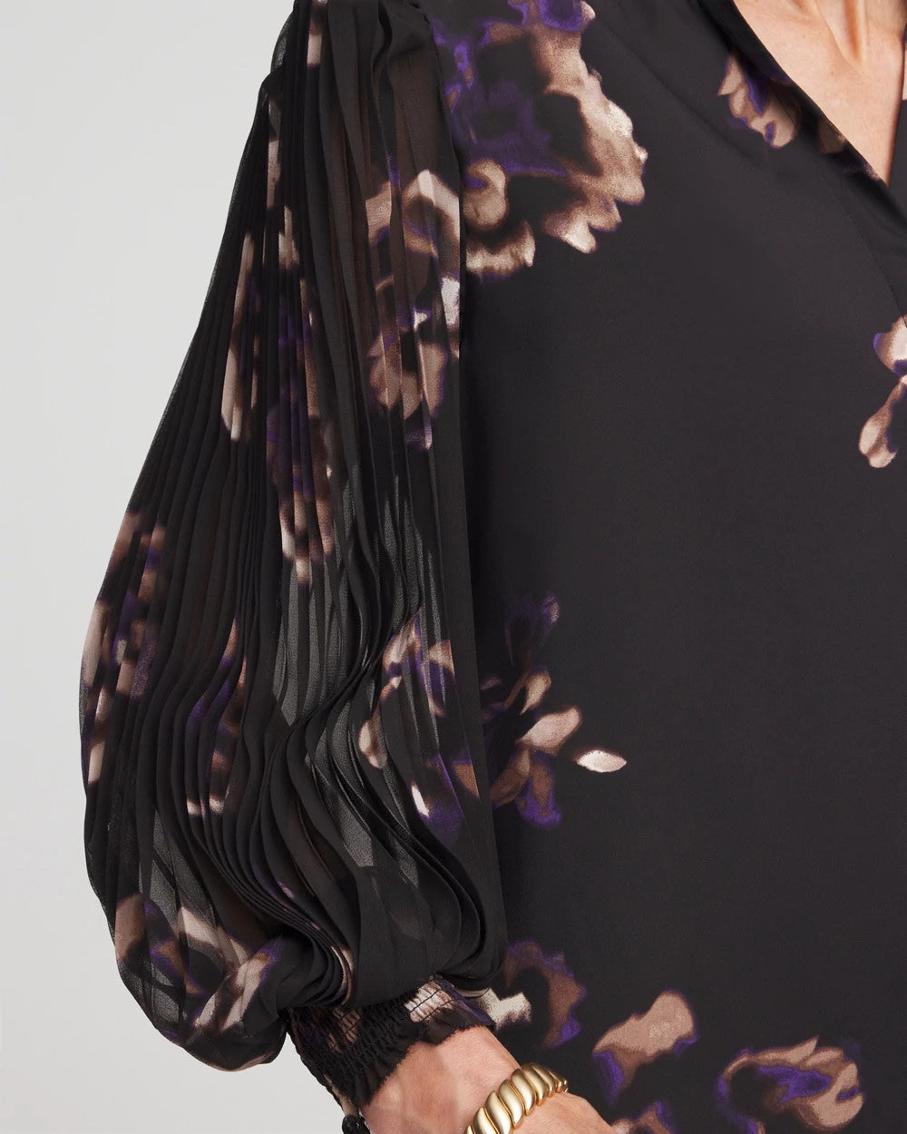 Chico's Fjord Flora Opaque Crepe Blouse