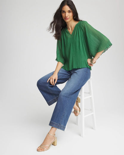 Chico's Textured Pleated Chiffon Blouse