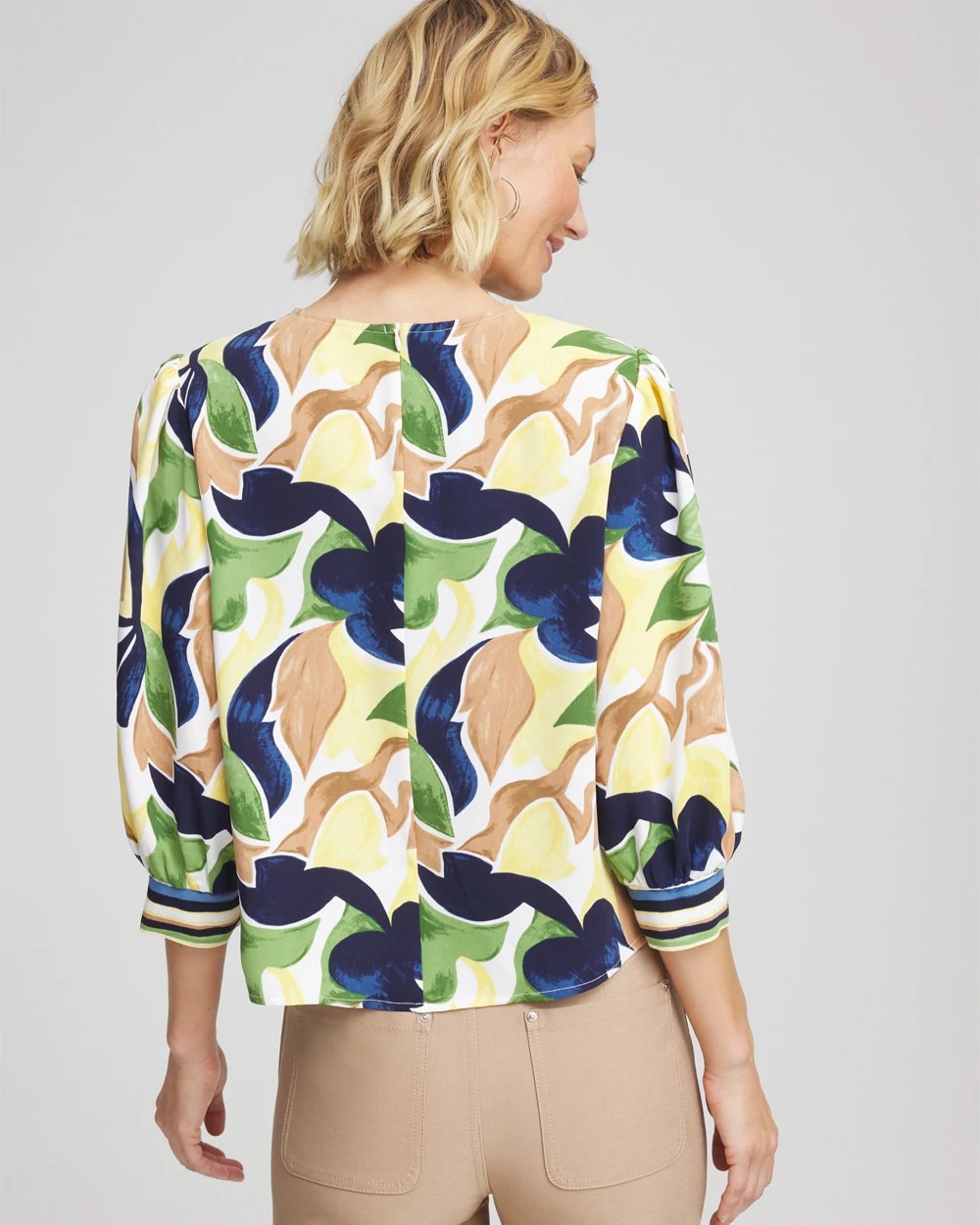 Chico's Mod Blooms Matte Satin Pullover