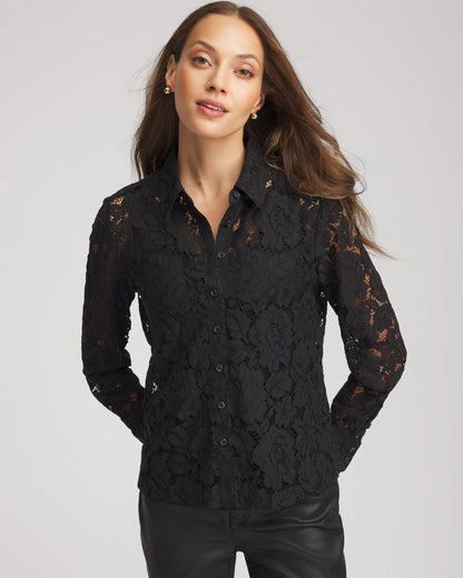 Chico's Classic-Fit Collared Lace Shirt