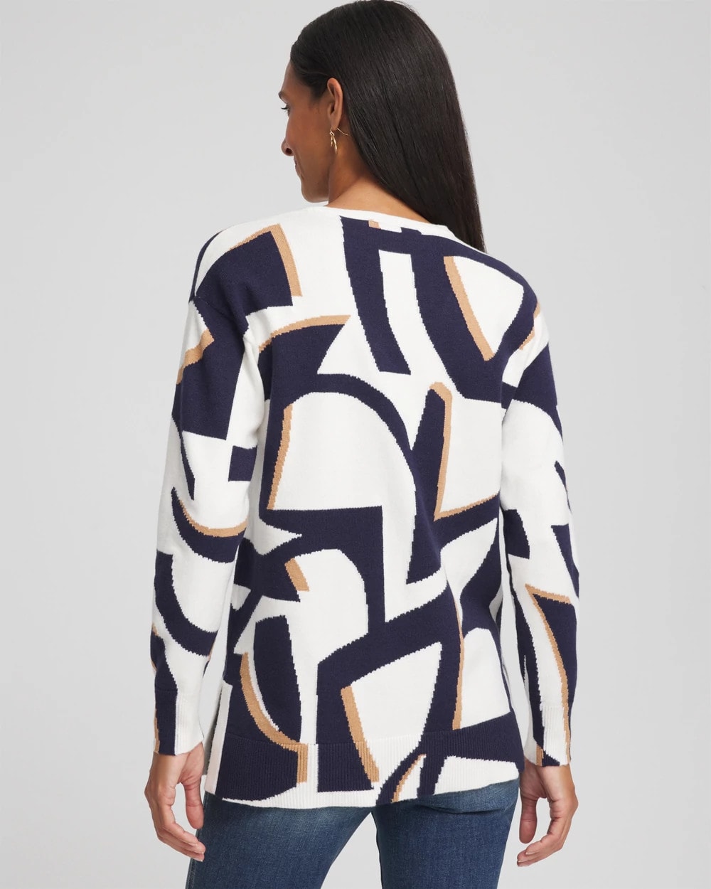 Chico's Geo Intarsia V-Neck Tunic