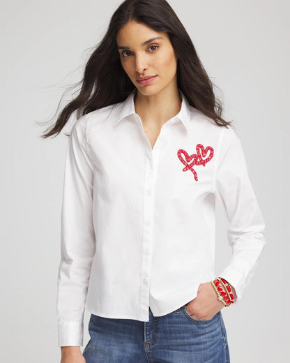 Chico's Crystal Heart Poplin Shirt