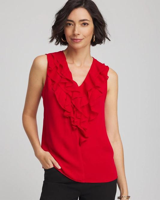 Chico's Satin Ruffle Tank