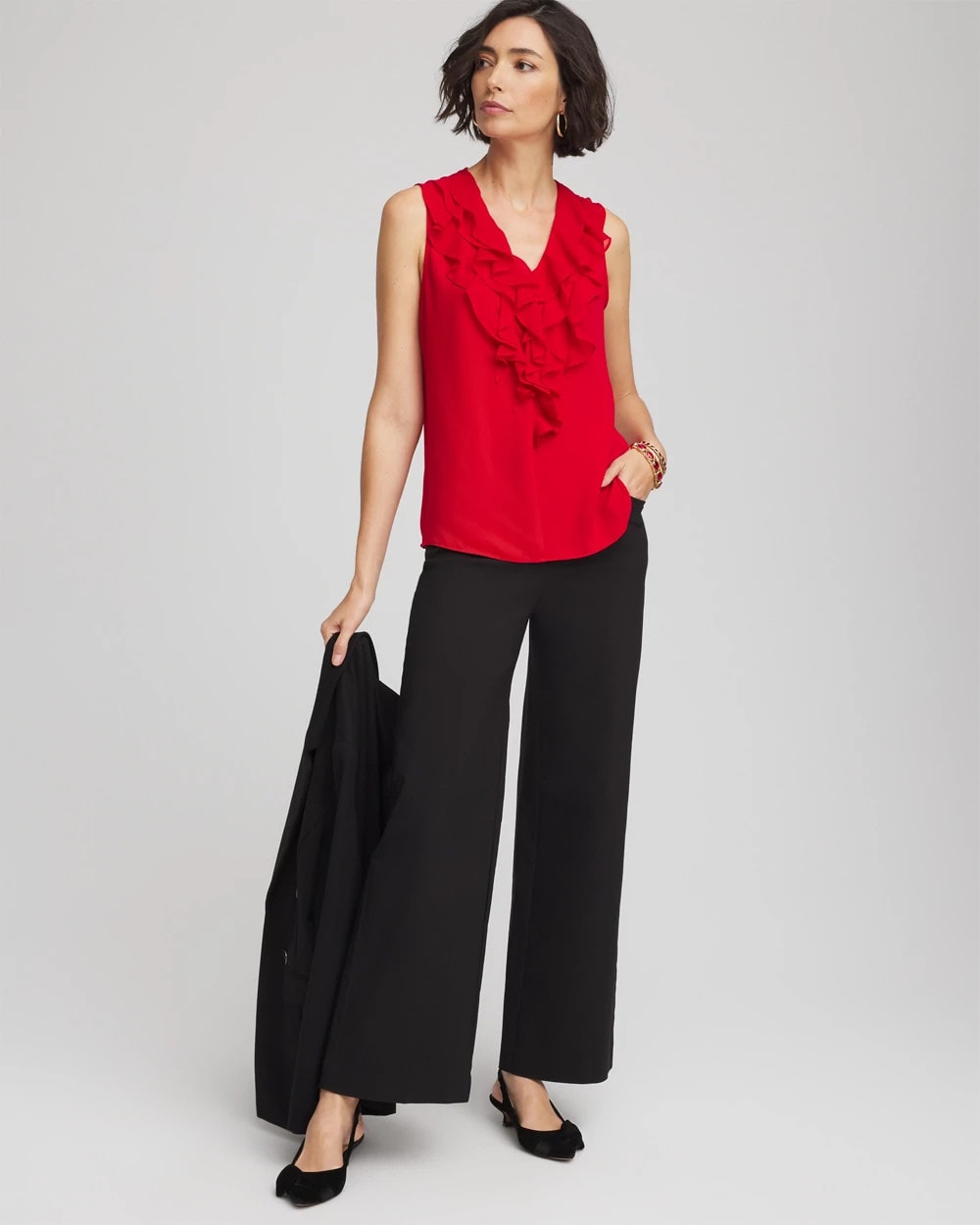 Chico's Satin Ruffle Tank