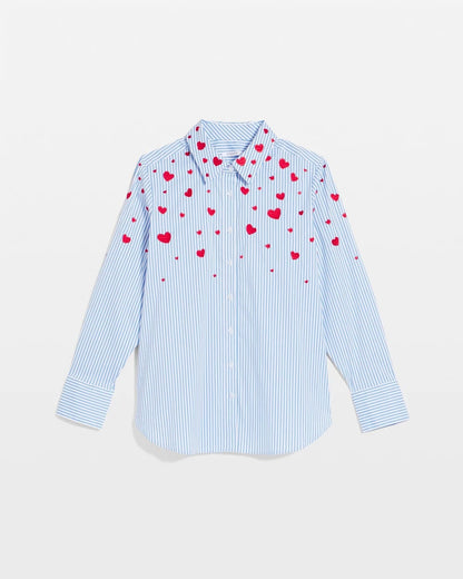 Chico's V-Day Striped Poplin Shirt