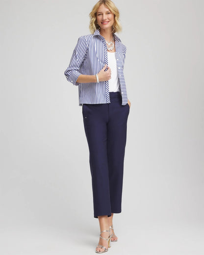 Chico's Stripe Mixing Poplin Shirt