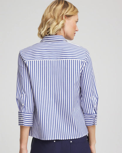 Chico's Stripe Mixing Poplin Shirt