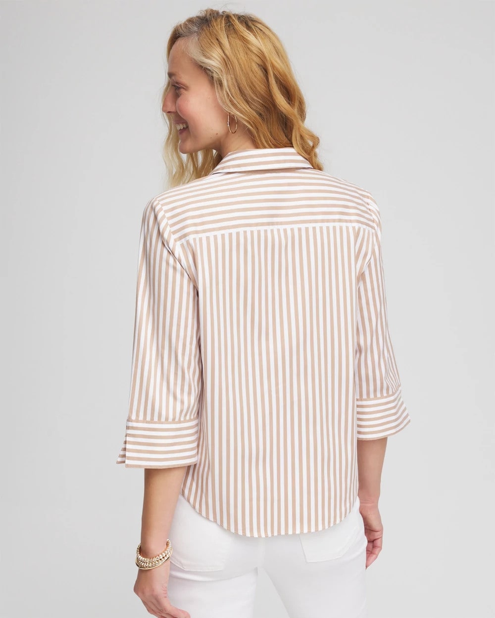 Chico's Striped Poplin Tie-Front Top