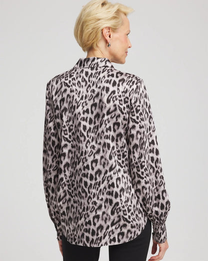 Chico's Faux Silk Snowy Animal Shirt