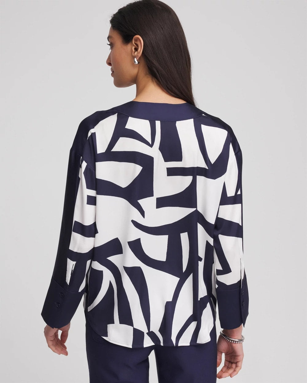 Chico's Satin Geo Print Blouse