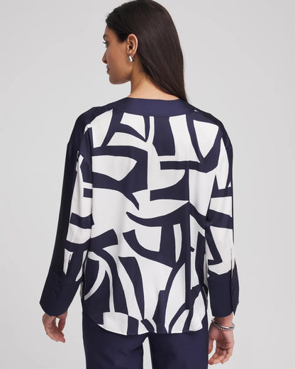 Chico's Satin Geo Print Blouse