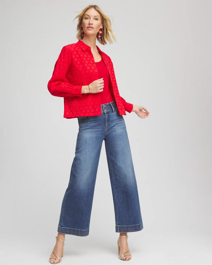 Chico's Heart Eyelet Button Down Shirt
