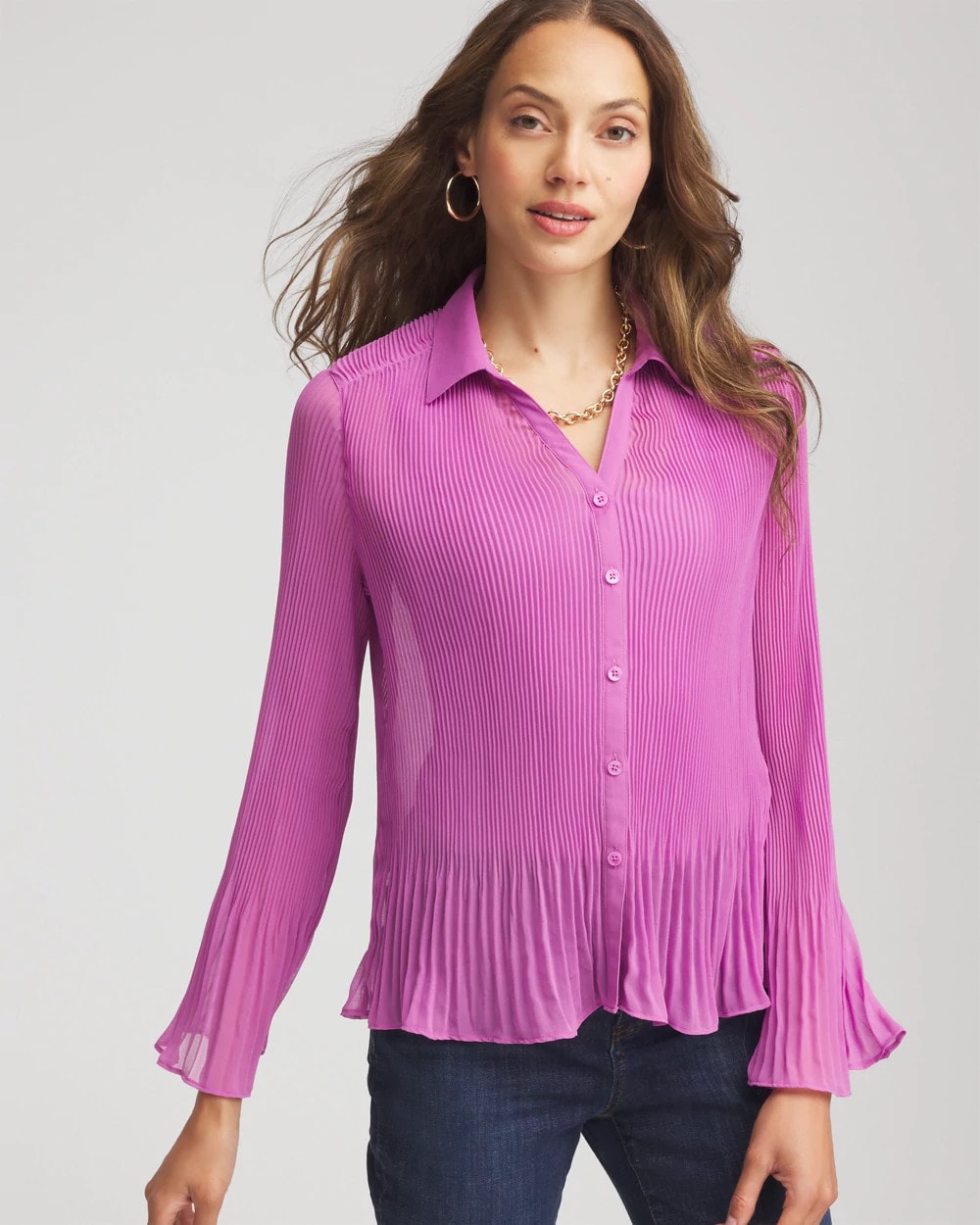 Chico's Pleated Georgette Blouse