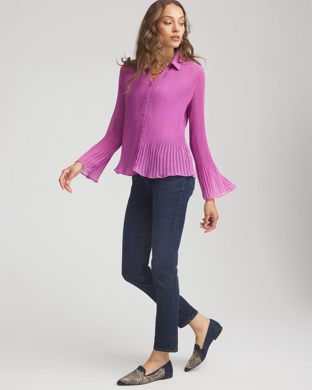 Chico's Pleated Georgette Blouse