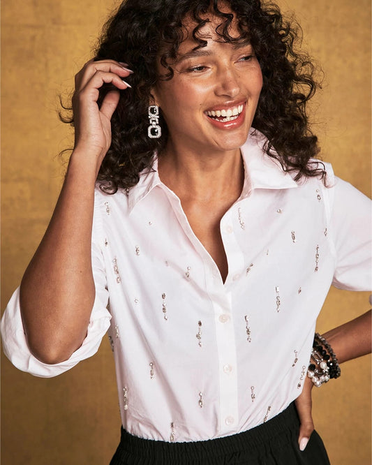 Chico's Jeweled Poplin Shirt