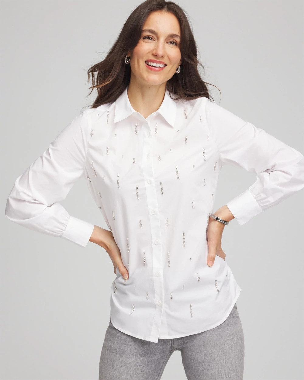 Chico's Jeweled Poplin Shirt