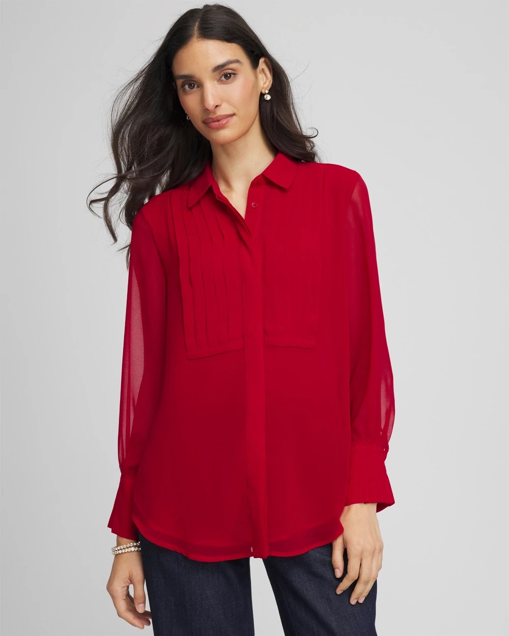 Chico's Pintuck Georgette Tunic