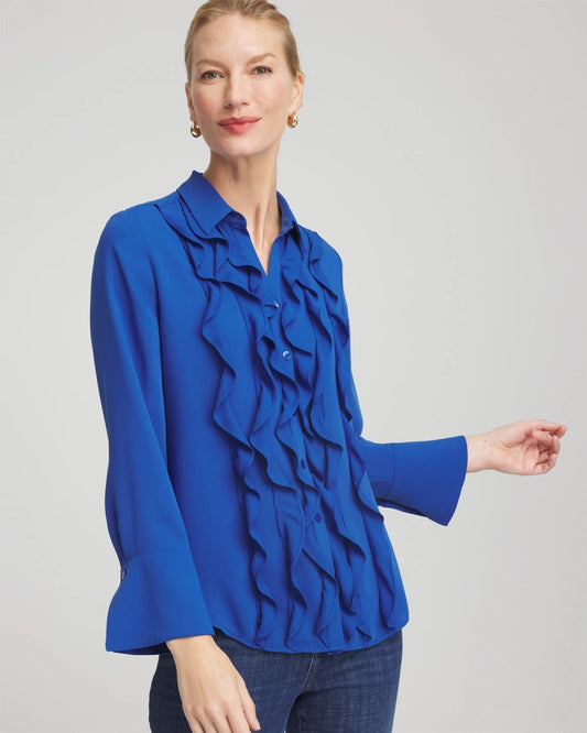 Chico's Ruffle-Trim Chiffon Blouse